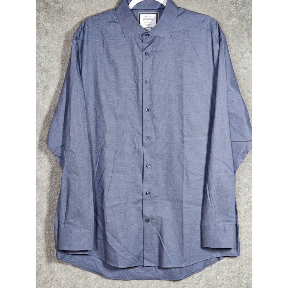 Charles Tyrwhitt Classic Fit Dress Shirt Mens Size 17/36 Blue Button Up Business